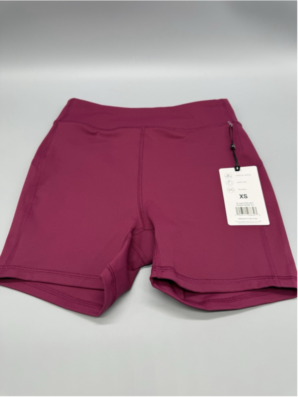 NWT RBX Women XS Biker Shorts Peach Skin Magenta Pink High Waist Pockets 5"